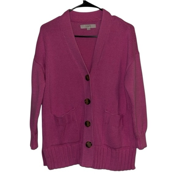 🌹LOFT PINK BUTTON UP SWEATER - Picture 1 of 2